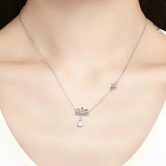 Solid 925 Lotus Beautiful Necklace - Picture 8 of 10